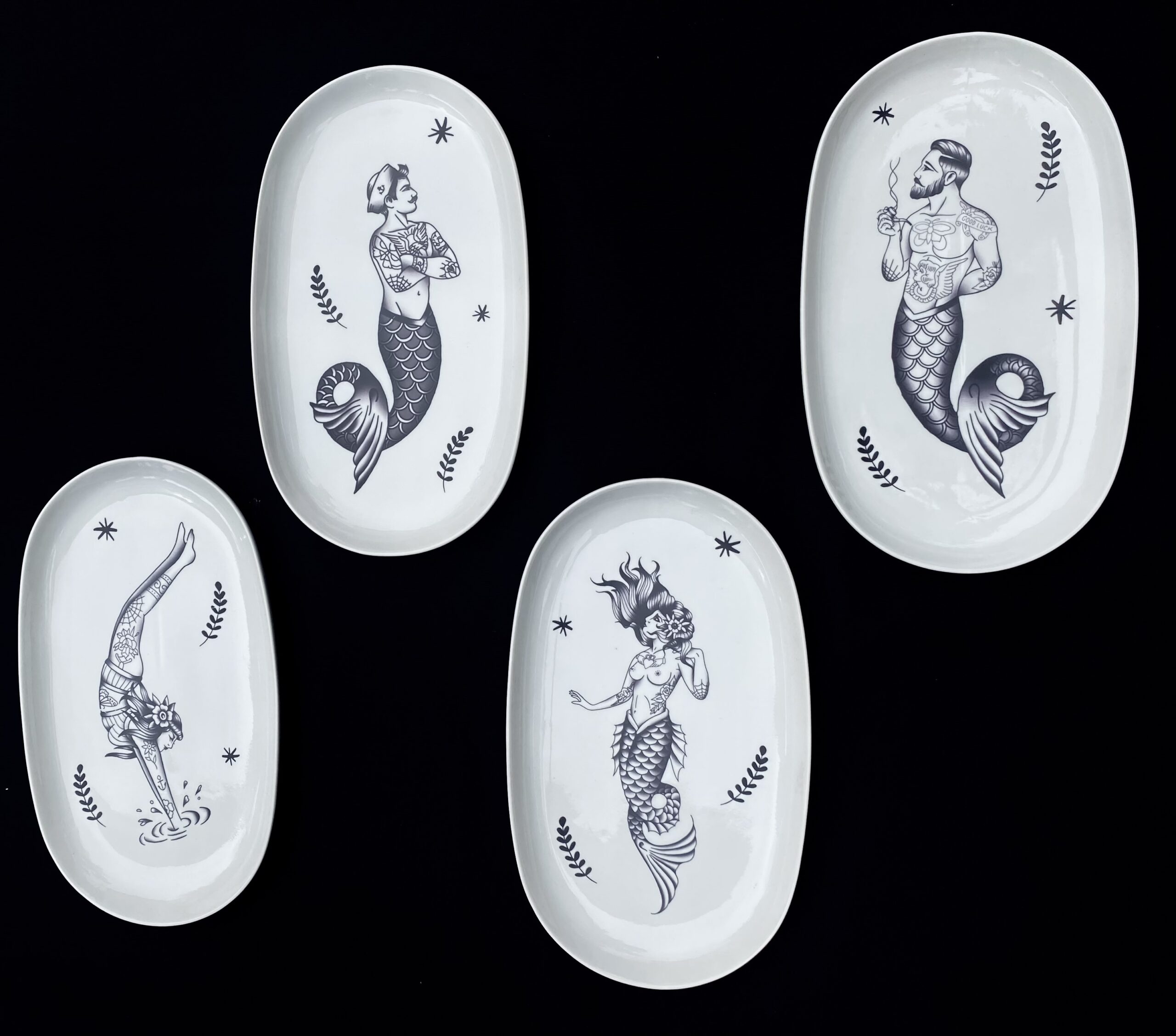 Lot de 4 assiettes Ovales