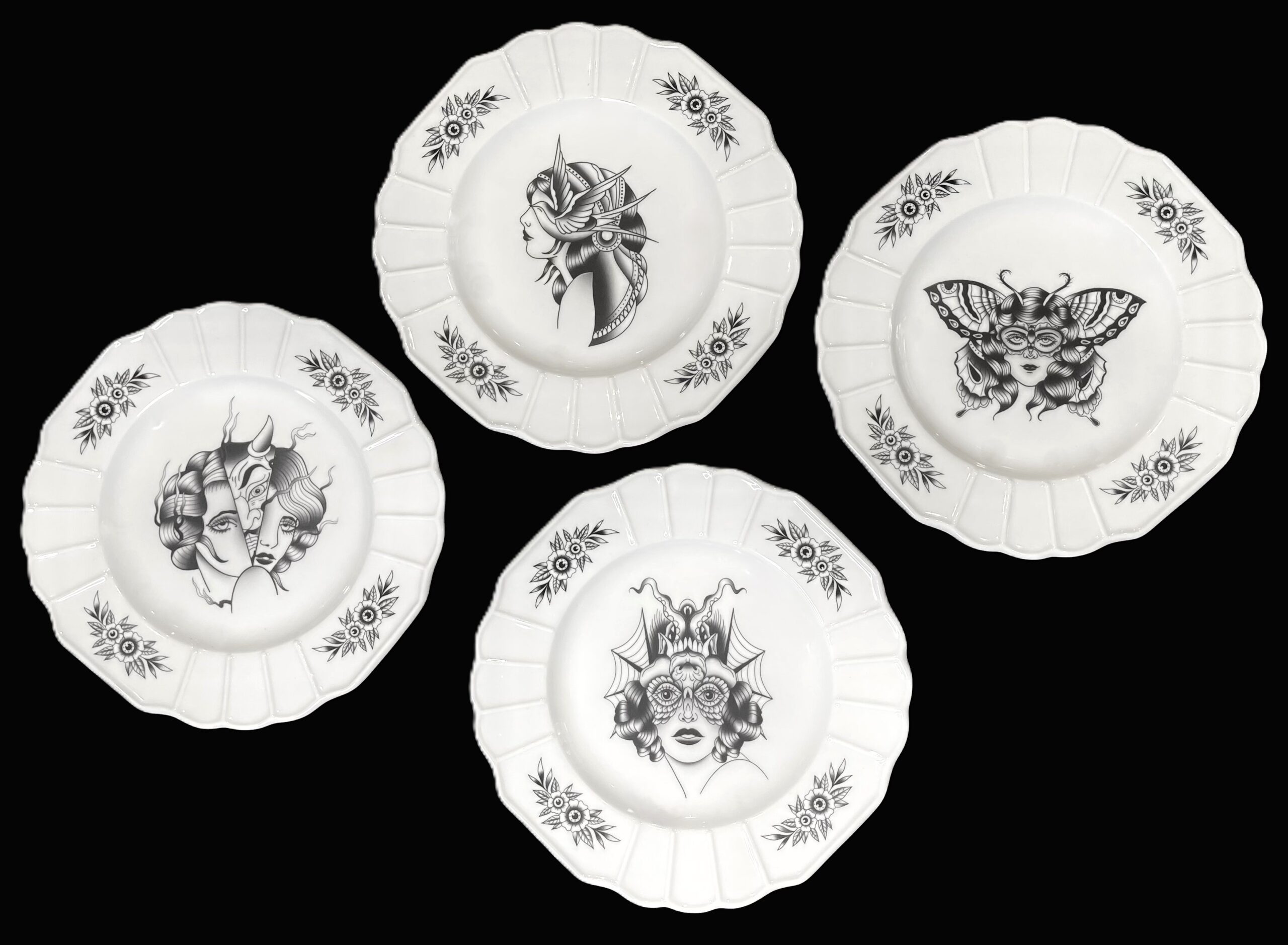 Lot de 4 assiettes rondes