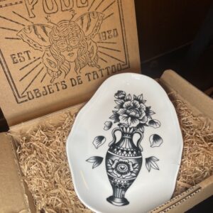 ASSIETTE VIDE-POCHES VASE FLEURI